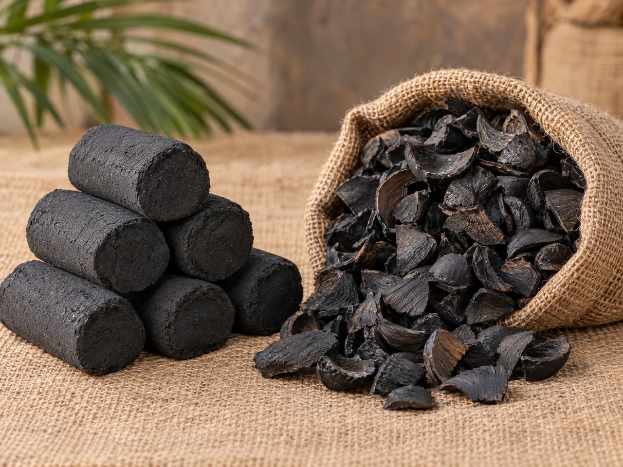 Charcoal briquettes and carbonized palm kernel shell